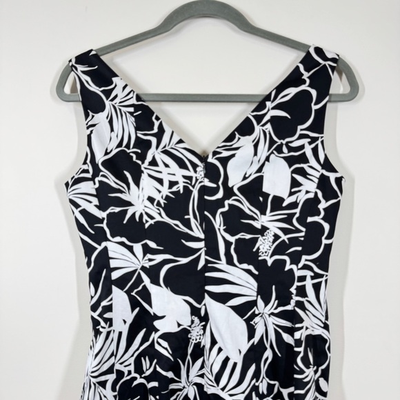 Vintage Nine West Y2K Floral Black White Floral Print Mini Dress Size 6 - Picture 7 of 14